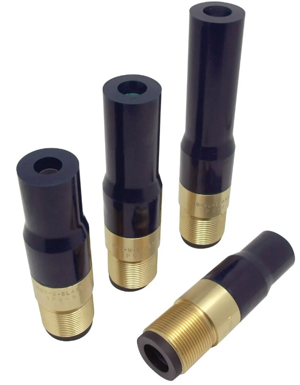 Tungsten Carbide Wide Entry Long Venturi Nozzle 1-1/4" Entry,  Zinc Alloy Thread  Polyuret Jacket 7/16"
