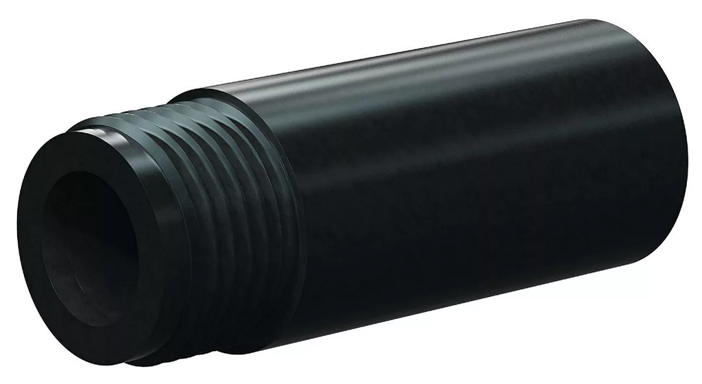 F Boron Carbid Med Length Vent Nozzle SERIES 1" Entry, 1-1/4" Polyuret Thread, 4-1/8" Length  Polyuret Jacket 1/4"