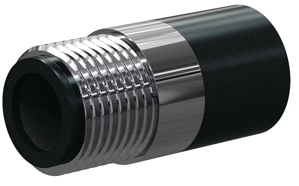 T121-P Tungs Carbide Short Venturi Nozzle SERIES 1" Entry, 1-1/4" Brass Thread, 3-3/8" Length  Polyuret Jacket 3/16"