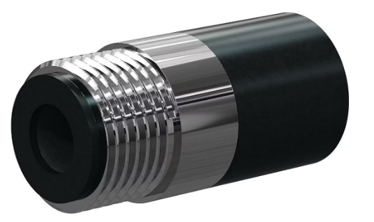 T122-P Tungs Carb Short Straight Bore Nozzle SERIES 1" Entry, 1-1/4" Brass Thread Poly Jack 5/16"