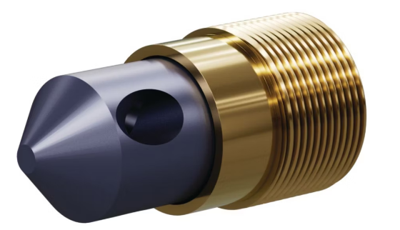 T045 Tungs Carb 45° Angle Nozzle SERIES 1-1/4" Brass Thread, Triple Outlet 1/4"