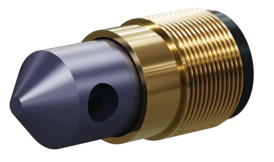 T090 Tungs Carb 90° Angle Nozzle SERIES 1-1/4" Brass Thread, Double Outlet 1/4"
