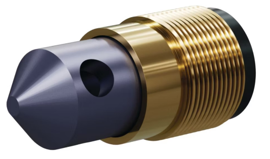T090 Tungsten Carbide 90° Angle Nozzle SERIES 1-1/4" Brass Thread, Triple Outlet 5/16"